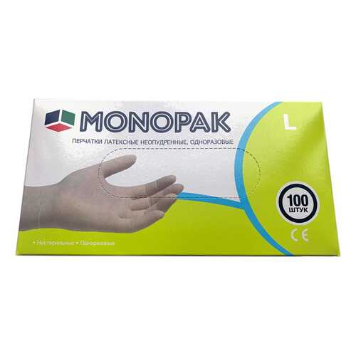 Перчатки Monopak виниловые неопудренные белые L 100 шт 50 пар в Хофтер