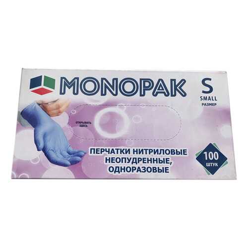 Перчатки Monopak виниловые неопудренные синие S 100 шт 50 пар в Хофтер
