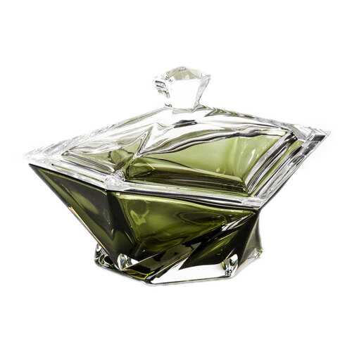 Конфетница с крышкой Crystalite Bohemia Оригами 16см, цвет хаки в Хофтер