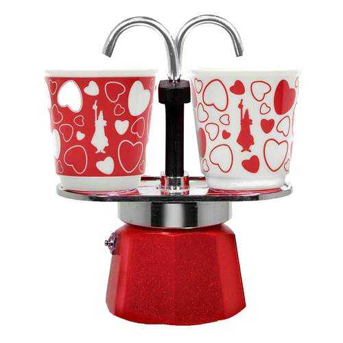Набор Bialetti Bicchierini кофеварка мини экспресс на 2 порции и 2 чашки, сердечки в Хофтер